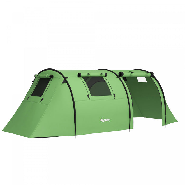 Outsunny 3-4 Person Camping Tent with 2 Rooms, Waterproof Family Tent
