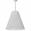 Dainolite Anaya 1 Light Pendant Large Aged Brass White Shade Lamp|Grand luminaire suspendu Anaya de Dainolite avec abat-jour blanc, fini laiton vieilli et 1 ampoule