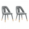 Neda Modern Upholstered Velvet Dining Chair in Gray - Set of 2 | Chaise de salle a manger moderne Neda en velours gris - Lot de 2