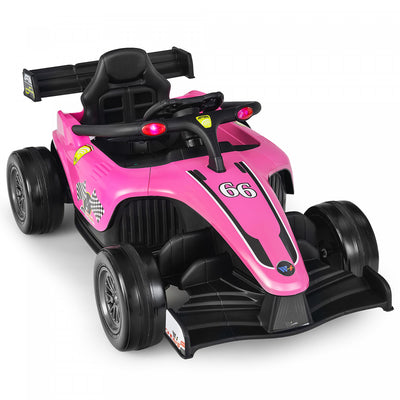Costway 12v Kids Ride On Car Electric Racing Truck Remote Control W/ Mp3 & Lights Pink