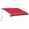 Outsunny Retractable Awning Manual Sun Shade Shelter Wine Red|Auvent Retractable Manuel Outsunny 12' X 10' Abri De Parasol Exterieur Patio De Fenetre Terrasse Abr
