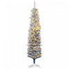 Homcom 6' Slim Snow Flocked Artificial Christmas Tree With Light, Blue