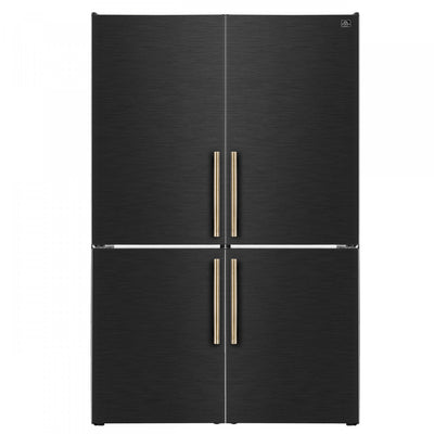 Forno Custodia 48" Bottom Freezer combo, 20.6 cu.ft., Ice Maker, Total No frost, Black - FFFFD1766-48BLK Refrigerator | Refrigerateur Custodia de 48 po, 20,6 pi³, avec machine a glacons, noir – FFFFD1766-48BLK