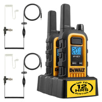 2 Dewalt Dxfrs300 Walkie Talkies Plus Earpieces - 1 Watt, Heavy Duty, 22 Channel Long Range Two Way