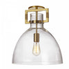 Dainolite Liberty 1 Light Semi-flush Mount Incandescent Aged Brass Clear Glass Lamp