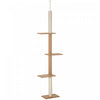 Pawhut 100" Floor To Ceiling Cat Tree W/ 3 Perches Activity Center For Kittens Cat Tower Furniture, |Pawhut 100" Arbre A Chat Du Sol Au Plafond Avec 3 Perchoirs Centre D'activites Pour Chatons, Marron