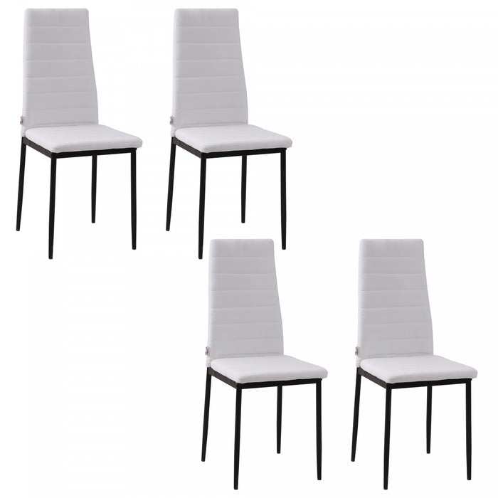 HOMCOM Dining Chairs Set of 4, Linen Fabric Upholstered Accent Chairs White