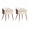 Reeva Modern Wood Vegan Leather Dining Chair in Cream - Set of 2 | Chaise de salle a manger moderne en bois et cuir vegetalien Reeva en creme - Lot de 2