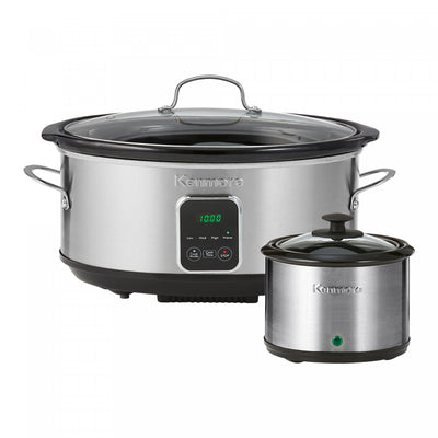 Kenmore Programmable 7 qt Slow Cooker & Dipper Black/Silver | Kenmore programmable 7 qt mijoteuse et chauffe-sauce, noir et argent