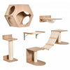Pawhut Cat Tree 5pcs Pet Wall-mounted Climbing Frame Shelf Set Kitten Perch Activity Center With Ham|Pawhut Ensemble D'etageres Pour Chats 5 Pieces Echelle Escalier Escalade Chats Mural Avec 2 Hamacs G
