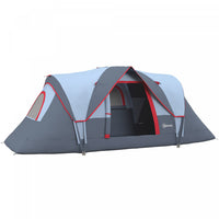 Outsunny 5-6 Person Outdoor Camping Tent, Family Tent W/ Light Hook, Grey