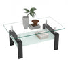 Liam Modern Rectangle Clear Tempered Glass Coffee Table,Black | Table basse moderne rectangulaire en verre trempe transparent Liam, noire