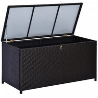 Outsunny 75 Gallon Wicker Outdoor Storage Box, Deck Box With Gas Strut
