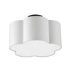 Dainolite Phlox 3 Light Flush Mount Small Matte Black White Shade Lamp|Petit plafonnier affleuré Phlox de Dainolite avec abat-jour blanc, fini noir mat et 3 ampoules