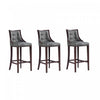 Fifth Avenue Traditional Wood Upholstered Barstool in Graphite - Set of 3 | Tabouret de bar traditionnel en bois avec assise rembourree Fifth Avenue, graphite – Lot de 3
