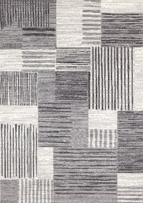 Forte White Grey Black Modern Striped Patches Area Rug - 5'3\" x 7'5\"