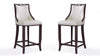 Emperor Traditional Wood Upholstered Barstool in Pearl White - Set of 2 | Tabouret de bar en bois traditionnel Emperor avec assise rembourree, blanc perle - Lot de 2