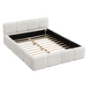 Aiden Platform Bed with Supportive Upholstered Frame in Boucle Fabric,King Size,White King Bed  | Lit plateforme Aiden avec cadre rembourre de soutien en tissu boucle, taille King, blanc