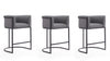 Cosmopolitan Mid-Century Modern Metal Upholstered Counter Stool in Gray - Set of 3 Bar Stool | Tabouret de comptoir moderne du milieu du siecle Cosmopolitan en metal et tissu gris - Lot de 3