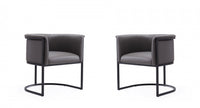Cosmopolitan Mid-Century Modern Vegan Leather Metal Dining Chair in Graphite - Set of 2 