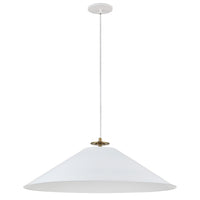Dainolite Prudence 1 Light Pendant Aged Brass Finish Matte White Shade Lamp