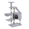 Pawhut 49" Cat Tree With Hammock, Cat Condo Tower With Scratching Post For Indoor Cats, Grey|Pawhut 49'' Arbre A Chat Tour Chaton Griffoir Griffoir Grattoir Grimper Centre D'activites Maison De