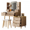 Victoria 7-Drawer Vanity Table Set with LED Mirror and Metal Legs,Yellow Brown Mirror Cabinet  | Victoria Ensemble de coiffeuse 7 tiroirs avec miroir LED et pieds en metal, Brun Jaune