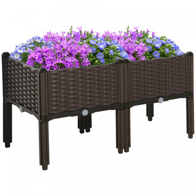 Outsunny 2-piece Raised Garden Bed PP Raised Flower Bed