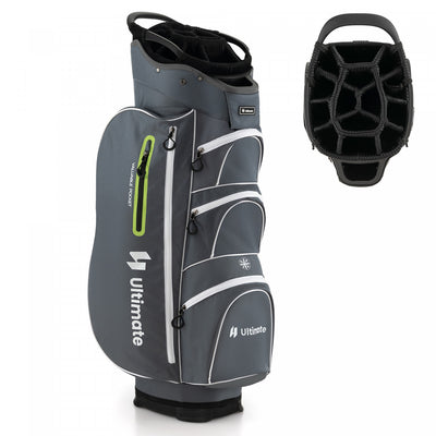 Costway Lightweight Golf Cart Bag With 15 Way Top Divider Individual Putter Well Cooler Bag Green