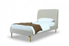 Heather Mid-Century Modern Velvet Upholstered Twin Bed in Cream and Gold | Lit jumeau Heather style milieu du siecle moderne, tapisse de velours creme et or