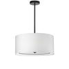 Dainolite Porscha 4 Light Pendant Small Matte Black White Shade Lamp|Petit luminaire suspendu Porscha de Dainolite avec abat-jour blanc, fini noir mat et 4 ampoules