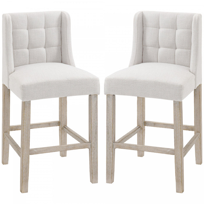 HOMCOM Modern Counter Bar Stools Upholstered Counter Chairs Set of 2 Beige