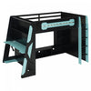 Olivia Wood Loft Bed with Desk and Multi-storage Shelves,RGB Light,Blue Full Bed | Olivia Lit mezzanine en bois avec bureau et etageres de rangement multiples, Lumiere RGB, Bleu