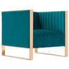 Manhattan Comfort Trillium Velvet Accent Chair - Teal & Gold|Fauteuil d’appoint Trillium de Manhattan Comfort en velours - bleu sarcelle et doré