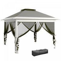 Outsunny 11' X 11' Pop-up Gazebo With Double Roof Carrying Bag, Dark Grey