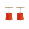 Anderson Modern Metal Top Upholstered End Table in Orange - Set of 2 | Table d’appoint moderne Anderson avec plateau en metal et revetement en tissu orange – Lot de 2