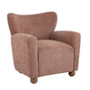 Wingate Cozy Wingback Armchair with Premium Fabric and Solid Wood Legs, Coral, Teak
