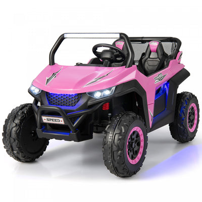 Costway 12v 2-seater Kids Ride On UTV RC Electric Vehicle Suspension W/ Lights & Music