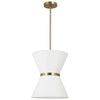Dainolite Caterine 1 Light Pendant 12\" Dia Aged Brass Finish Gold Ring/White Shade Lamp