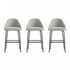 Gracie Modern Metal Upholstered Barstool in Stone Gray and Black - Set of 3 | Tabouret de bar moderne en metal Gracie avec revetement en tissu, gris pierre et noir - Lot de 3