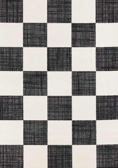 Covington Black White Checkered Pattern Rug, 7'10" x 10'6" Indoor Area Rug | Tapis Covington a Carreaux Noir et Blanc, 7'10" x 10'6"