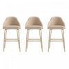 Gracie Modern Metal Upholstered Barstool in Tan and Gold - Set of 3 | Tabouret de bar moderne en metal Gracie avec revetement en tissu, coloris beige et or - Lot de 3