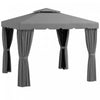 Outsunny 10' X 10' Outdoor Patio Gazebo Shelter Tent W/ Sidewalls, Grey|Outsunny Tente D'abri De Patio 10' X 10' Avec Parois Laterales, Gris