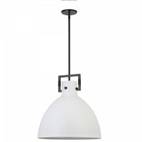 Dainolite Liberty 1 Light Pendant Matte Black Finish Matte White Metal Shade Lamp