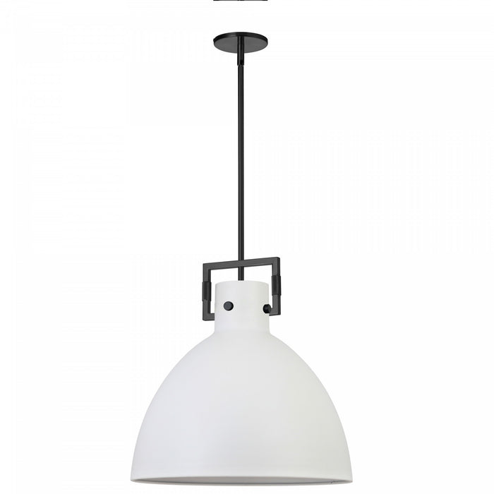 Dainolite Liberty 1 Light Pendant Matte Black Finish Matte White Metal Shade Lamp