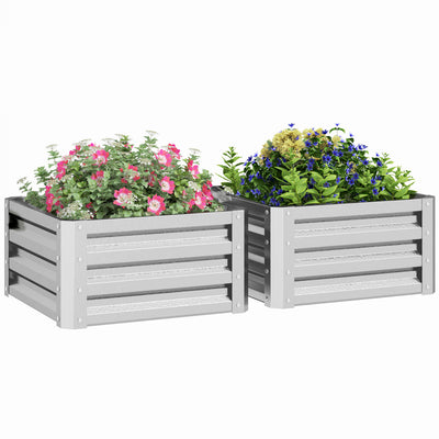 Outsunny 2' X 2' X 1' 2-pieces Raised Garden Bed , Silver