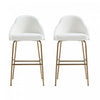 Gracie Modern Metal Upholstered Barstool in White and Gold - Set of 2 | Tabouret de bar moderne en metal Gracie avec revetement, blanc et or - Lot de 2
