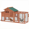 PawHut Chicken Coop with Run, Mobile Wooden Chicken House with Nesting Box, Roosting Bar, Ramp & Tray, Hen House Poultry Cage for 1-2 Hens, 74.8" L x 27.2" W x 38.2" H