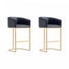 Louvre Mid-Century Modern Metal Upholstered Barstool in Black - Set of 2 Bar Stool | Tabouret de bar rembourre en metal noir style mid-century modern Louvre - Lot de 2