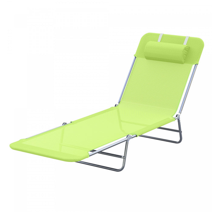 Outsunny Outdoor Lounge Chair, Folding Adjustable Reclining Chair, Green
